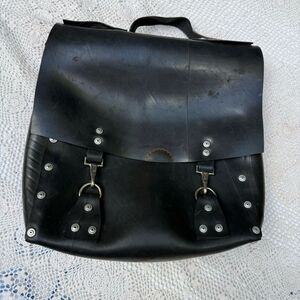 Used Rubber Black rubber upcycled messenger style bag